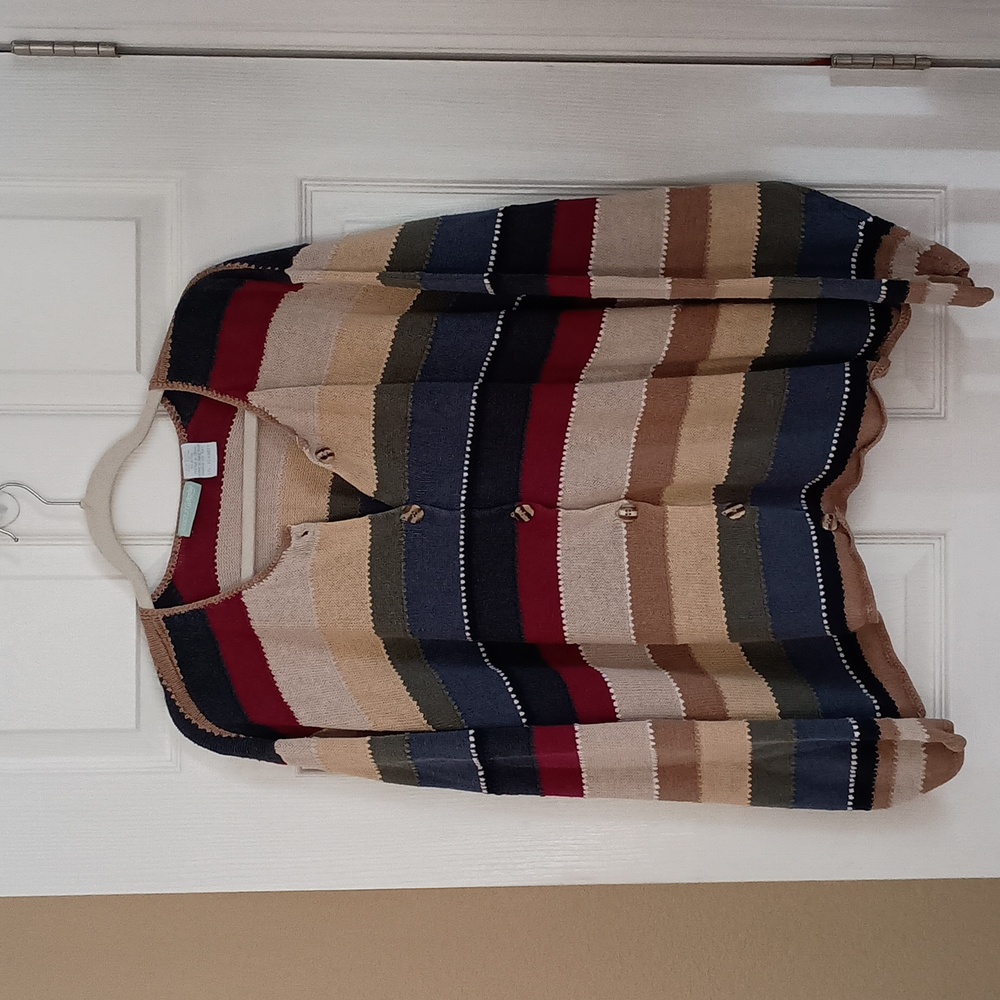 220 Hickory Striped Button Up Knit Cardigan b225